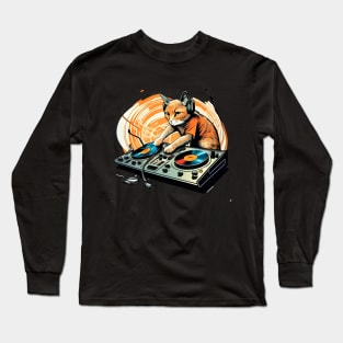 DJ Cat With Headphones - Funny CAT DJ colorful Long Sleeve T-Shirt